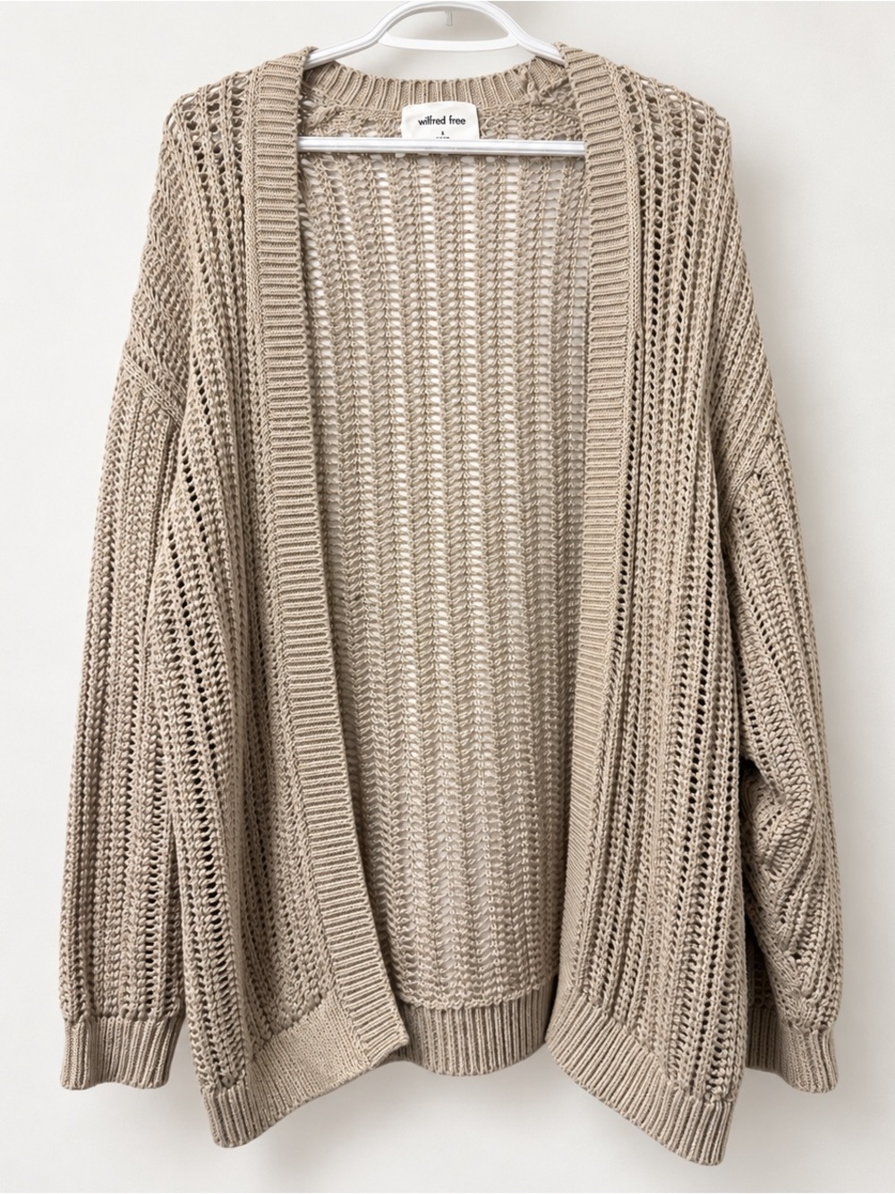 Wilfred Open-Weave Cardigan in Taupe